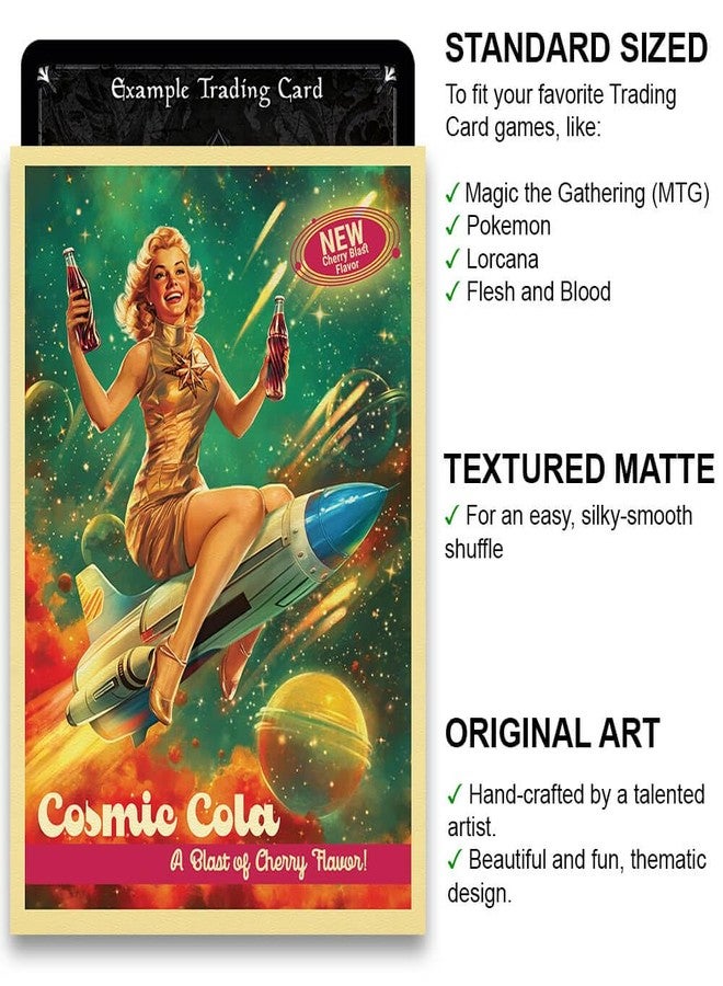 Fantasy North - Cosmic Cola #3 - Cherry Flavor - 50s Retro Vintage - Rocket Girl - 100 Textured Matte TCG Card Sleeves - Fits Magic MTG Commander Pokemon and Other Card Games - Playing Card Sleeves - Image 2